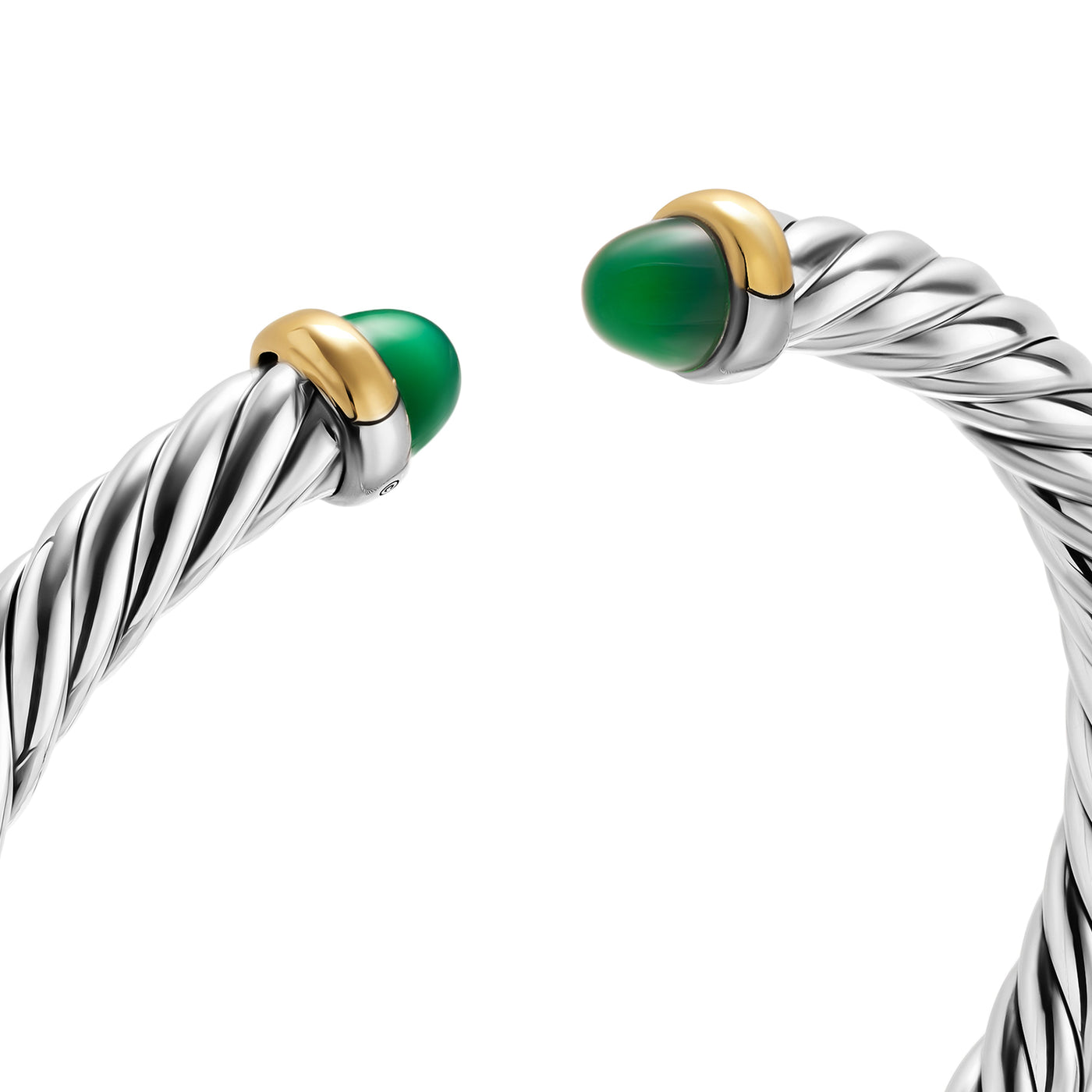 Cable Flex® Bracelet in Sterling Silver with 14K Yellow Gold and Green Onyx, 6mm