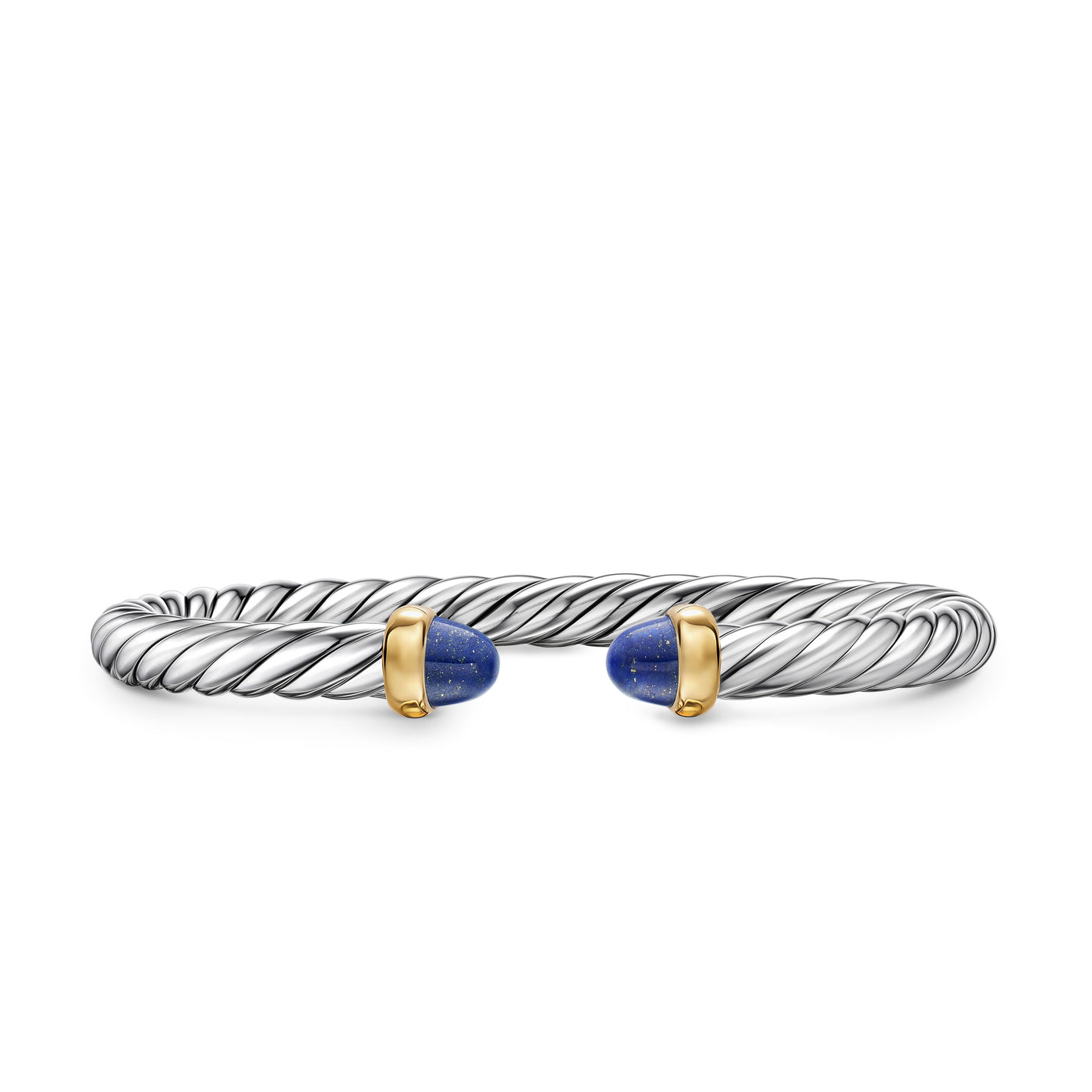 Cable Flex® Bracelet in Sterling Silver with 14K Yellow Gold and Lapis, 6mm