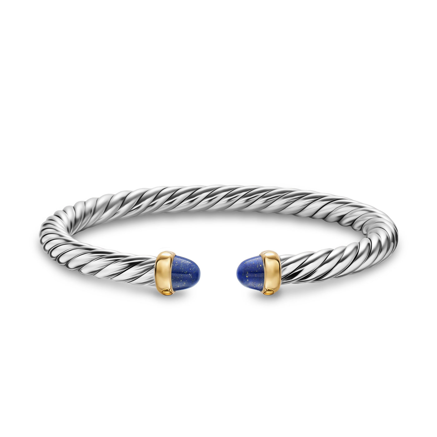 Cable Flex® Bracelet in Sterling Silver with 14K Yellow Gold and Lapis, 6mm