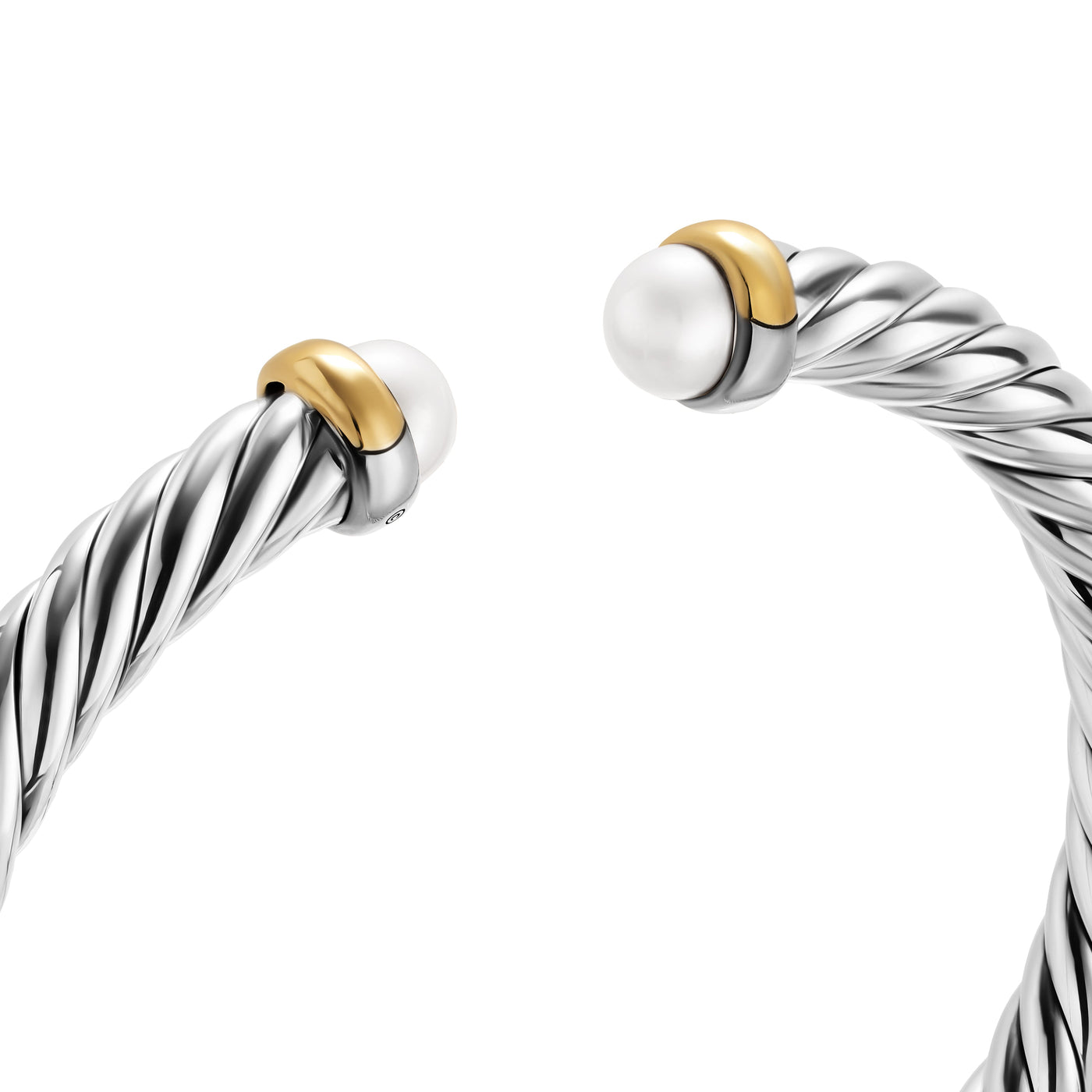Cable Flex® Bracelet in Sterling Silver with 14K Yellow Gold and Pearls, 6mm