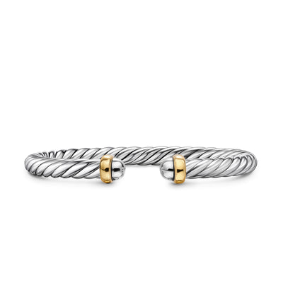 Cable Flex® Bracelet in Sterling Silver with 14K Yellow Gold, 6mm