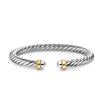 Cable Flex® Bracelet in Sterling Silver with 14K Yellow Gold, 6mm