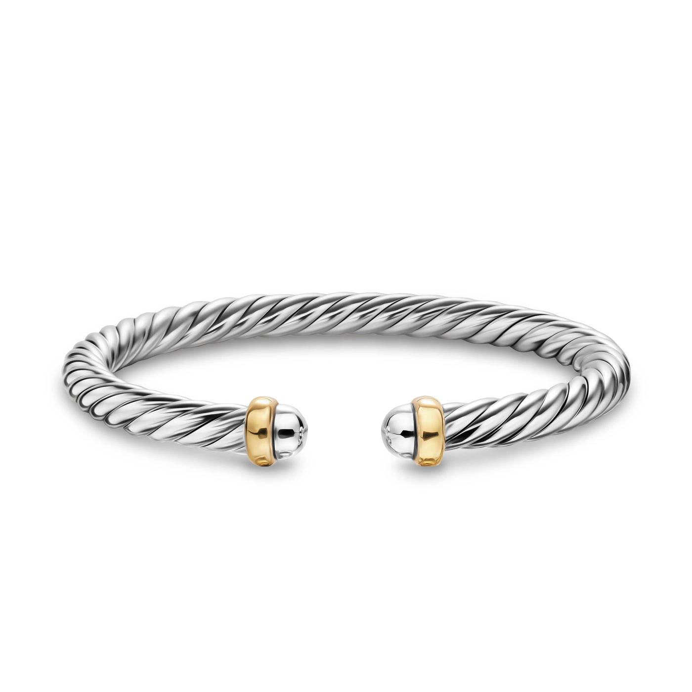 Cable Flex® Bracelet in Sterling Silver with 14K Yellow Gold, 6mm