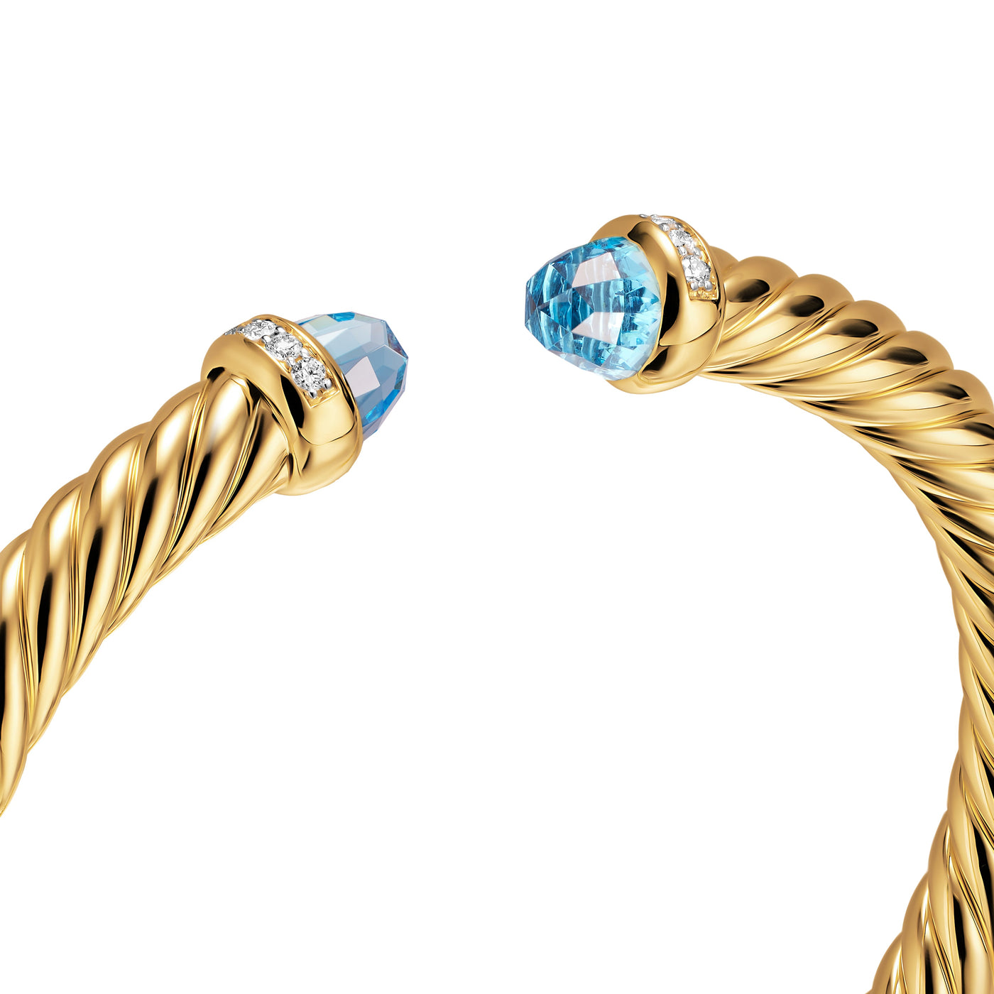 Cablespira® Flex Bracelet in 18K Yellow Gold with Blue Topaz and Diamonds, 6mm