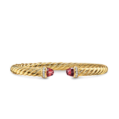 Cablespira® Flex Bracelet in 18K Yellow Gold with Rhodolite Garnet and Diamonds, 6mm