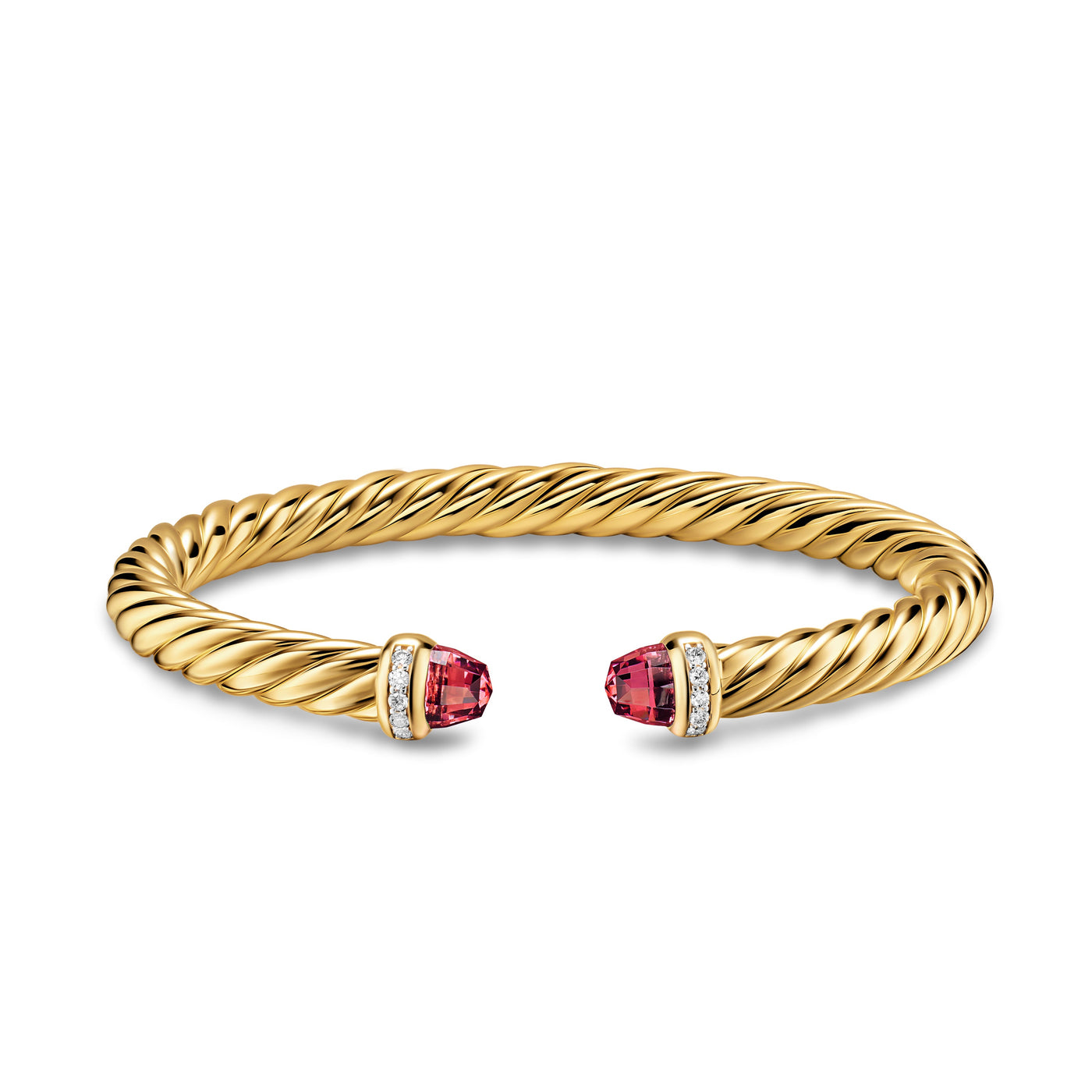 Cablespira® Flex Bracelet in 18K Yellow Gold with Rhodolite Garnet and Diamonds, 6mm