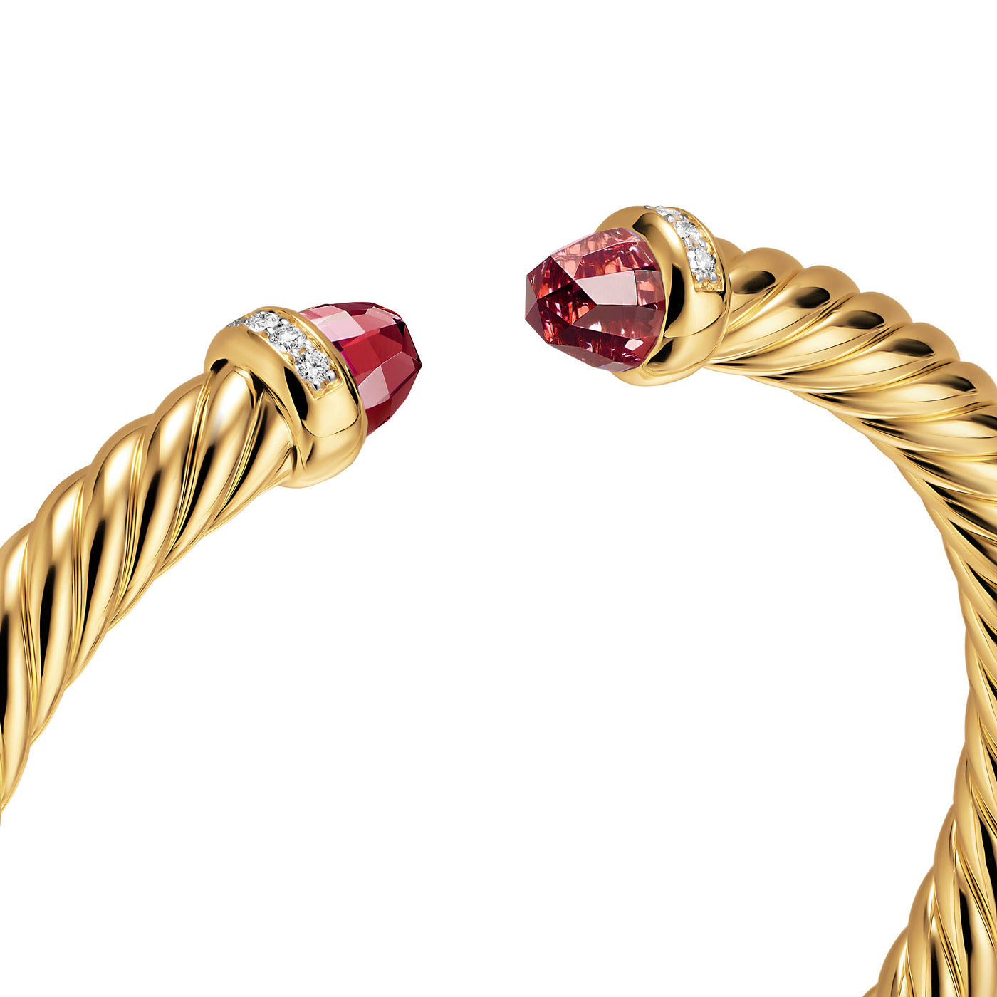 Cablespira® Flex Bracelet in 18K Yellow Gold with Rhodolite Garnet and Diamonds, 6mm