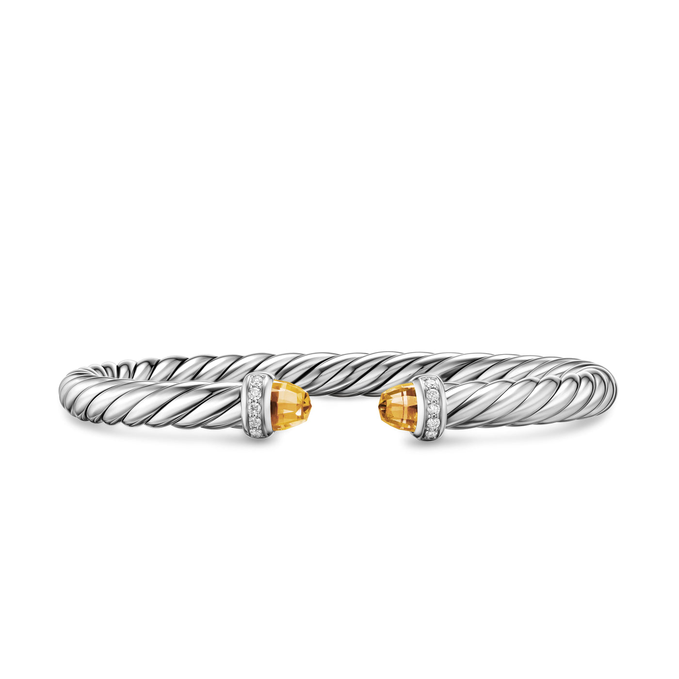 Cable Flex® Bracelet in Sterling Silver with Citrine and Diamonds, 6mm
