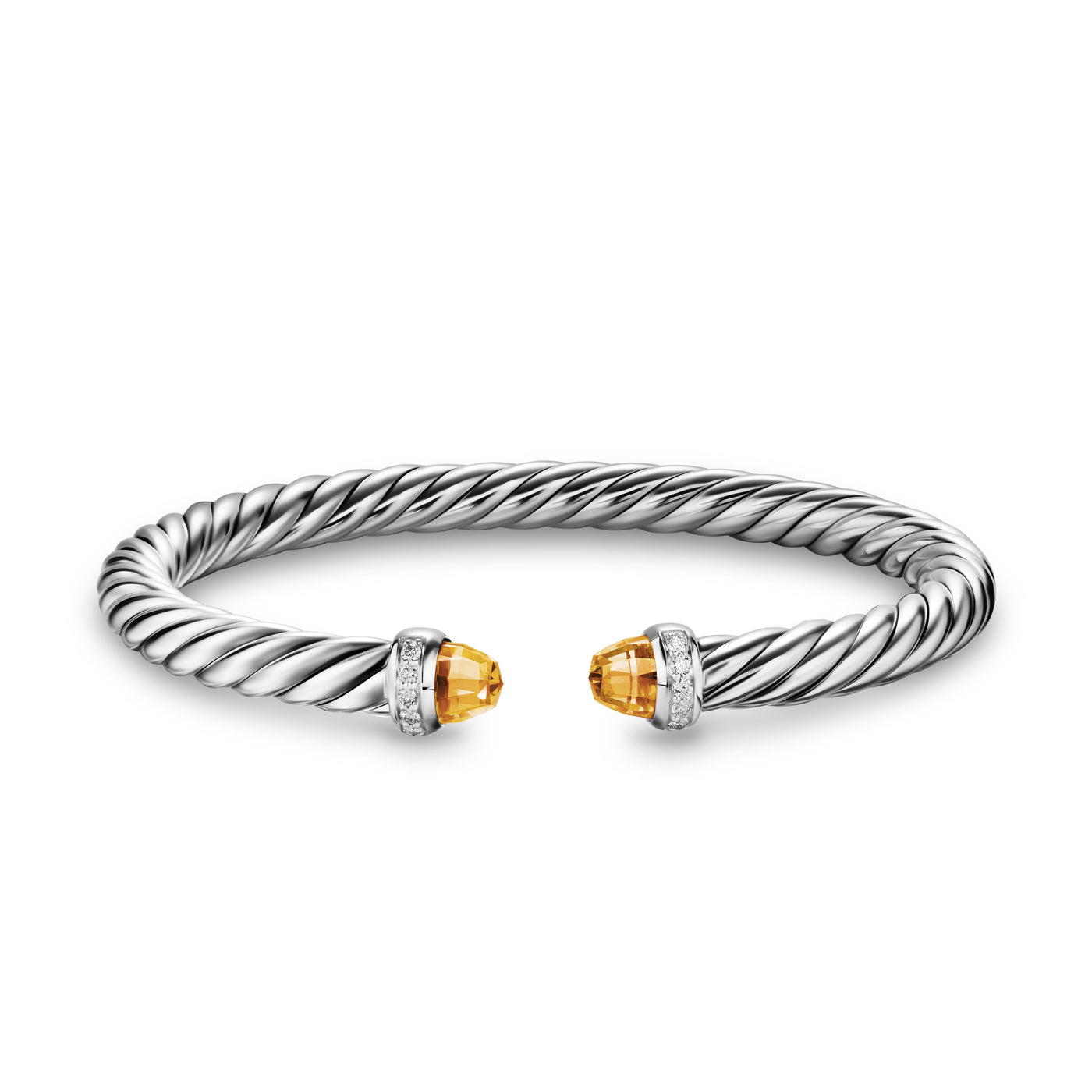 Cable Flex® Bracelet in Sterling Silver with Citrine and Diamonds, 6mm
