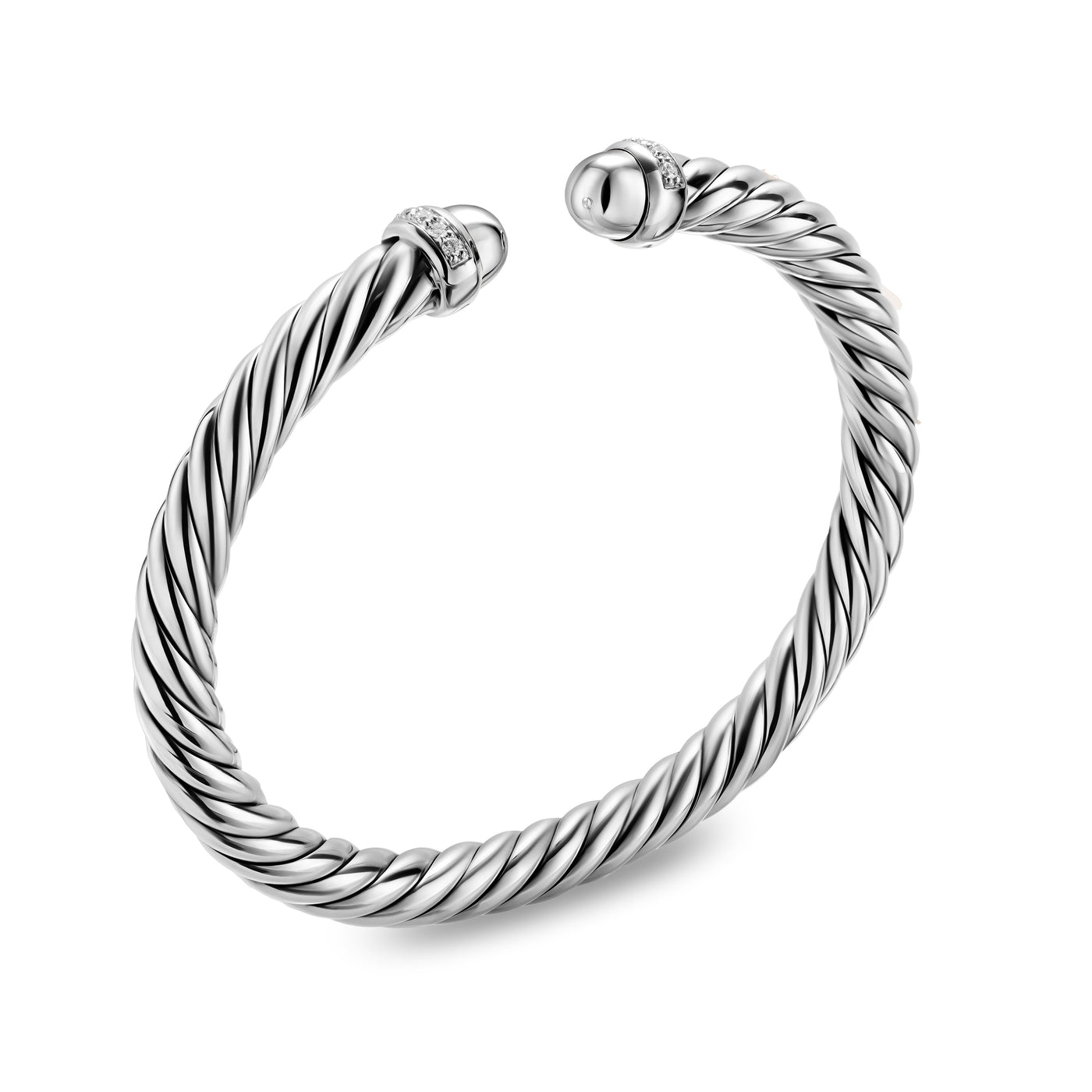 Cable Flex® Bracelet in Sterling Silver with Diamonds, 6mm