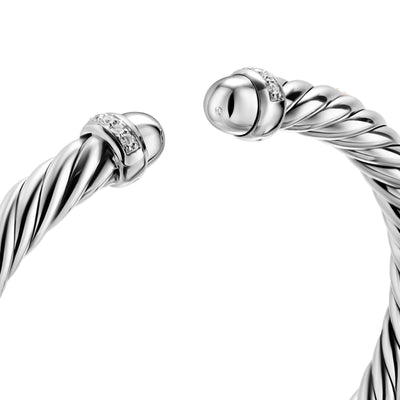 Cable Flex® Bracelet in Sterling Silver with Diamonds, 6mm