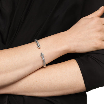 Cable Flex® Bracelet in Sterling Silver with Diamonds, 6mm