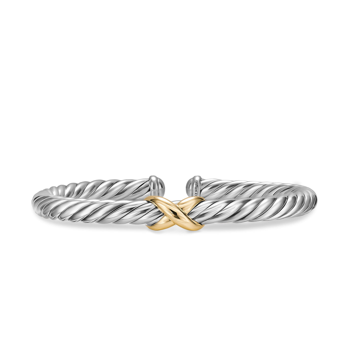 Cable Flex® X Bracelet in Sterling Silver with 14K Yellow Gold, 6mm