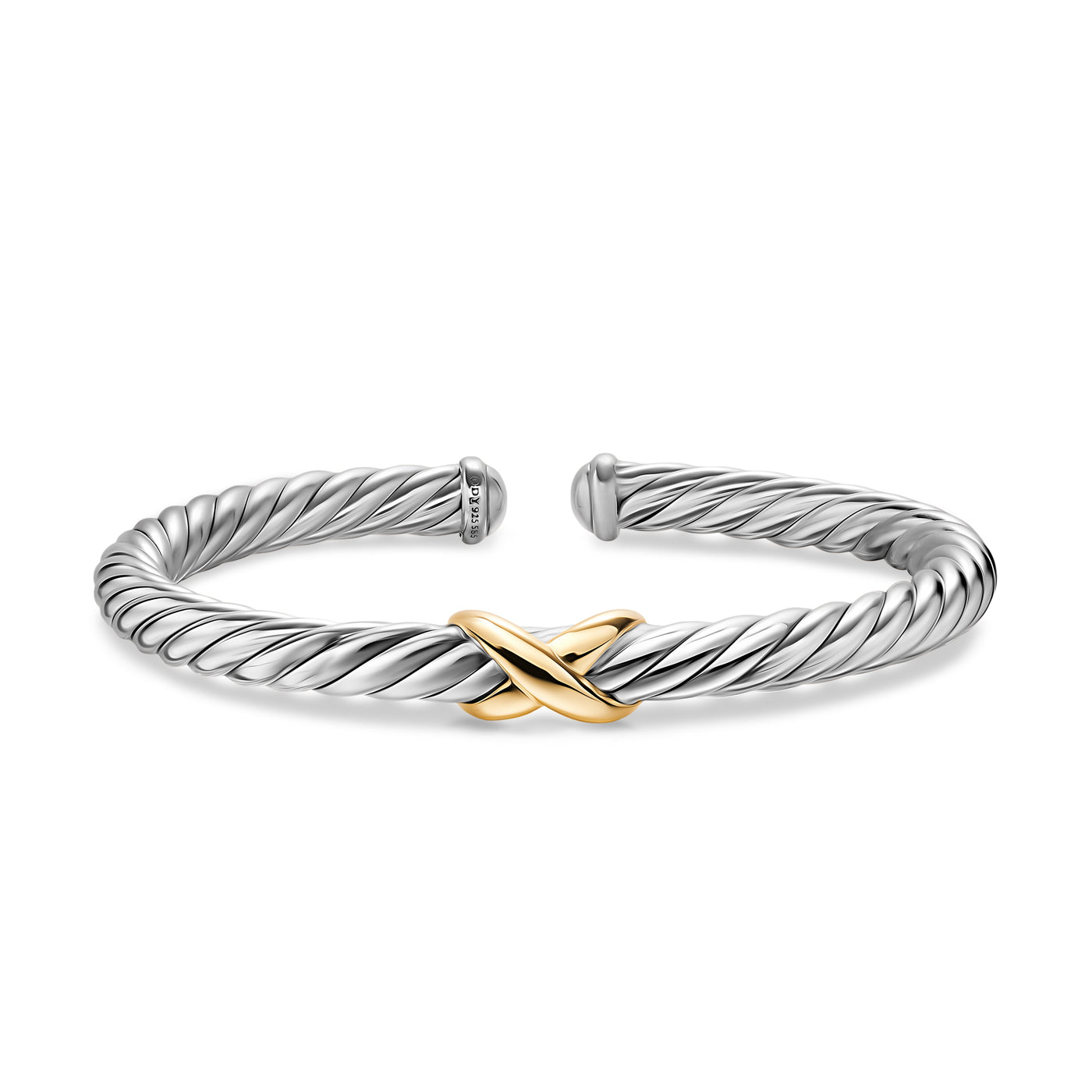 Cable Flex® X Bracelet in Sterling Silver with 14K Yellow Gold, 6mm