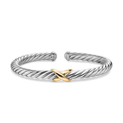 Cable Flex® X Bracelet in Sterling Silver with 14K Yellow Gold, 6mm