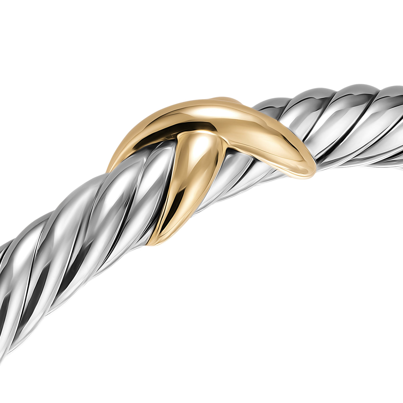 Cable Flex® X Bracelet in Sterling Silver with 14K Yellow Gold, 6mm