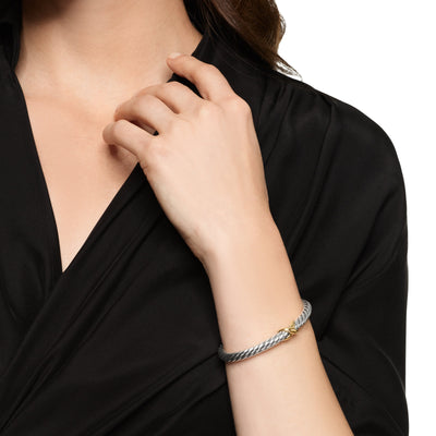 Cable Flex® X Bracelet in Sterling Silver with 14K Yellow Gold, 6mm