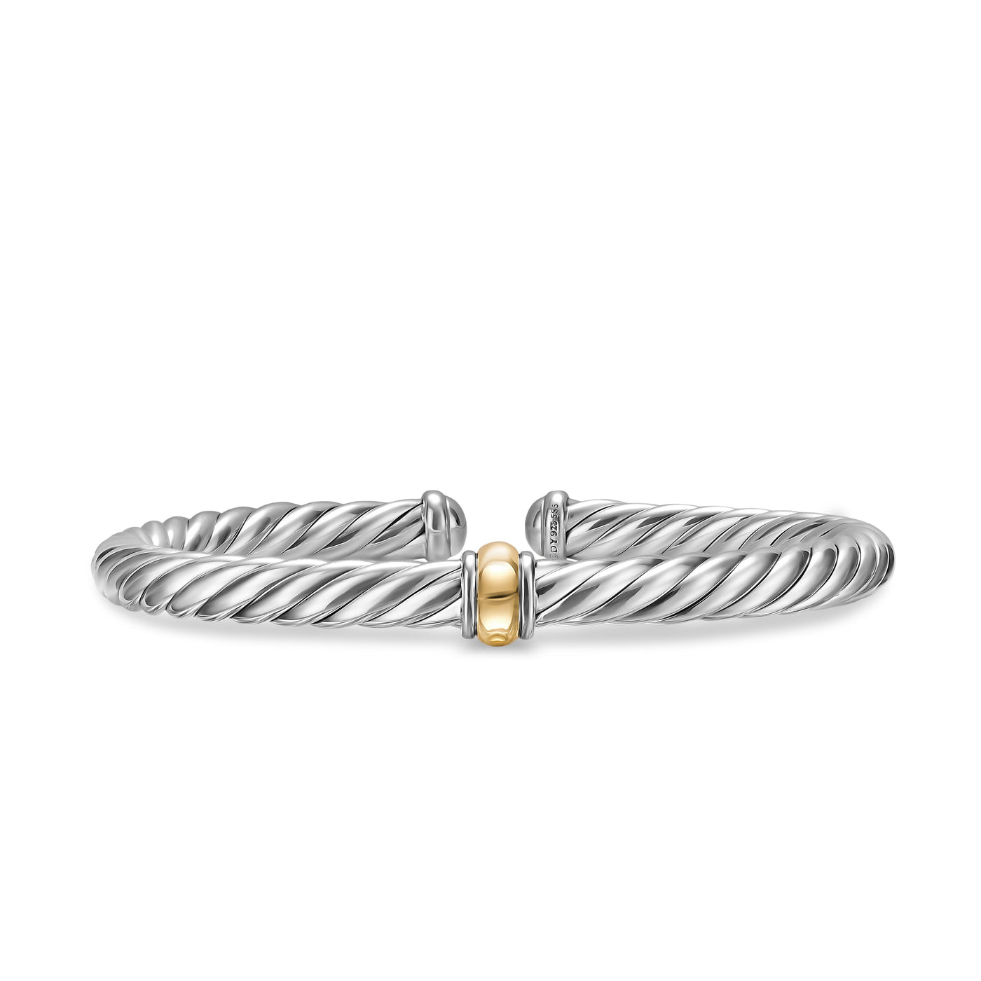 Cable Flex® Center Station Bracelet in Sterling Silver with 14K Yellow Gold, 6mm