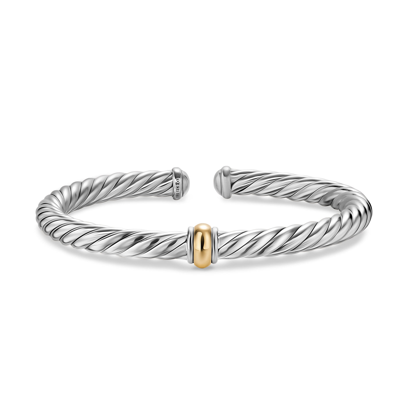 Cable Flex® Center Station Bracelet in Sterling Silver with 14K Yellow Gold, 6mm