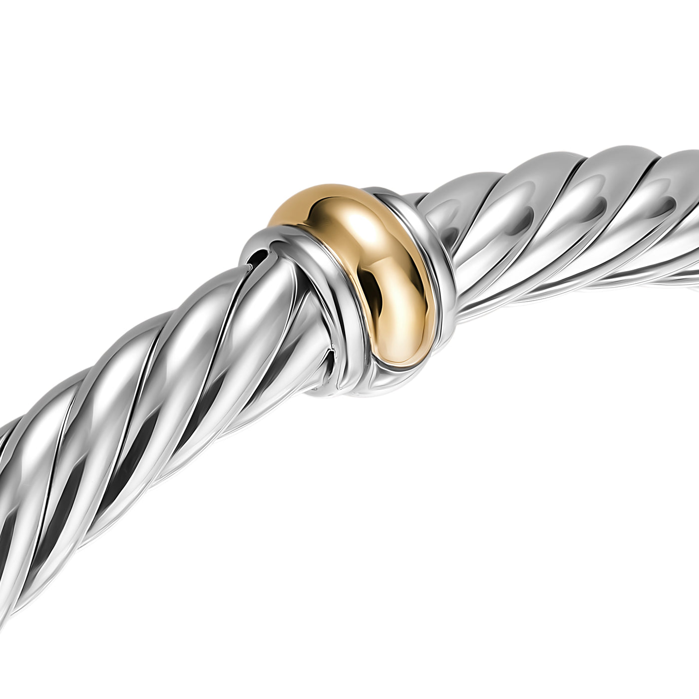 Cable Flex® Center Station Bracelet in Sterling Silver with 14K Yellow Gold, 6mm