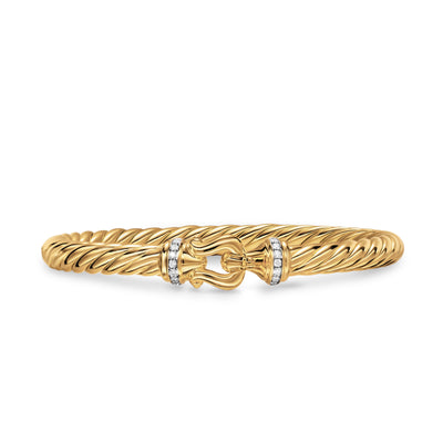 Cablespira® Buckle Bracelet in 18K Yellow Gold with Diamonds, 6mm