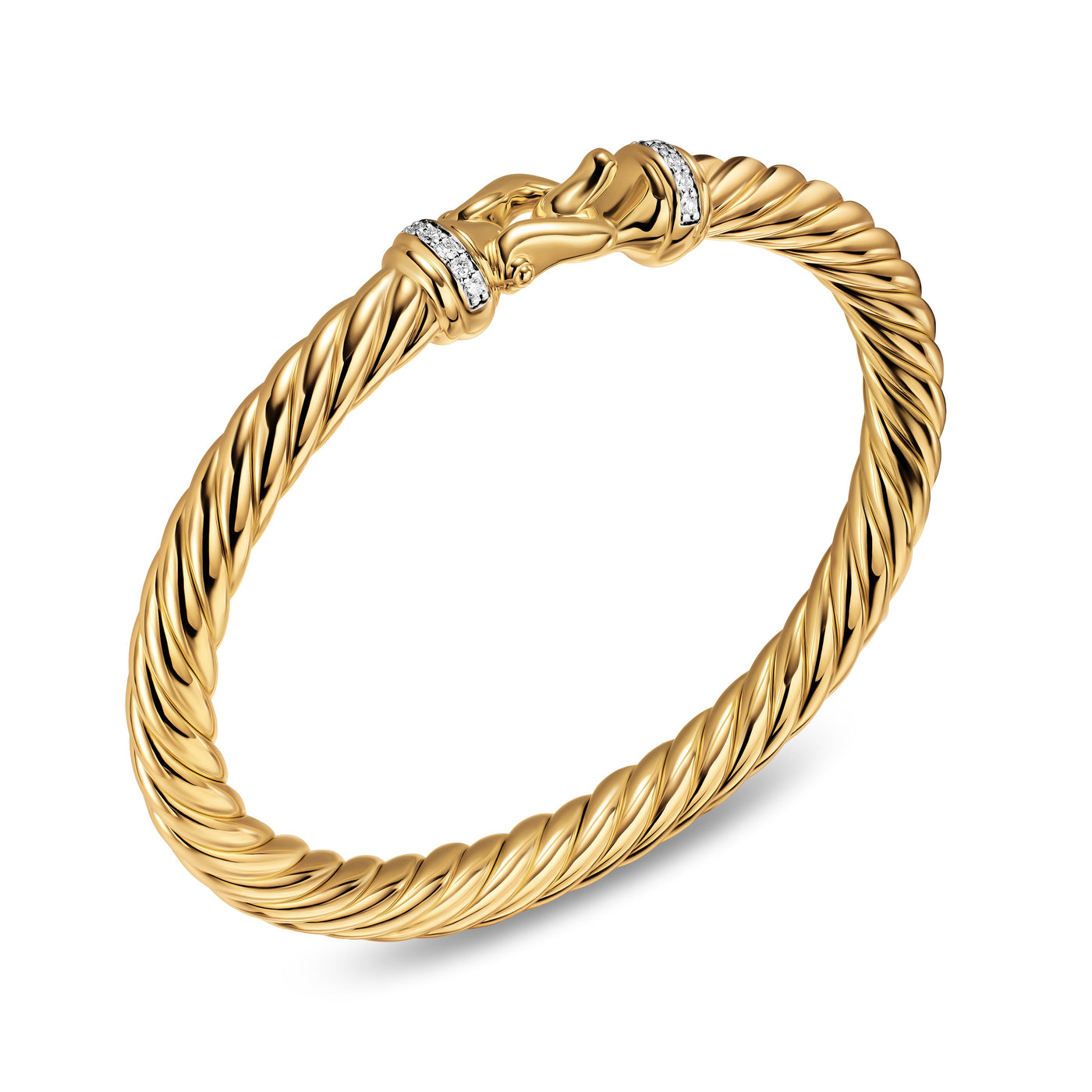 Cablespira® Buckle Bracelet in 18K Yellow Gold with Diamonds, 6mm