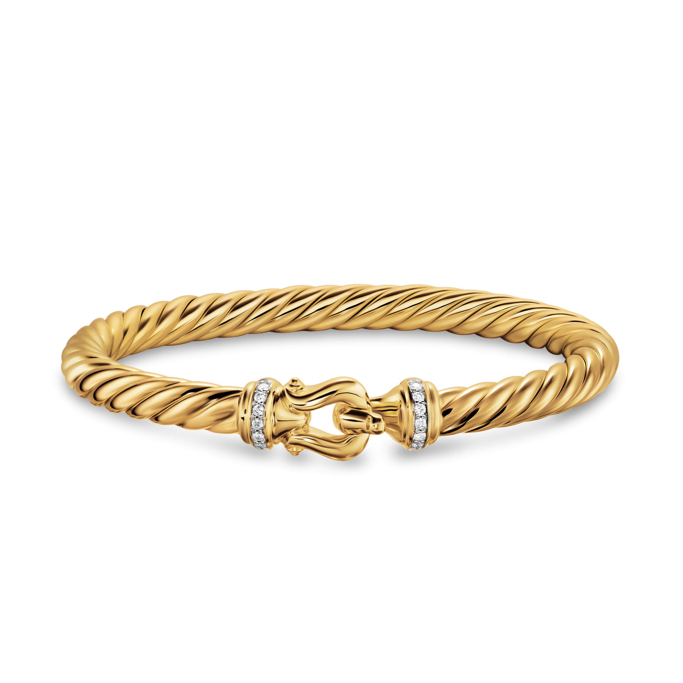 Cablespira® Buckle Bracelet in 18K Yellow Gold with Diamonds, 6mm