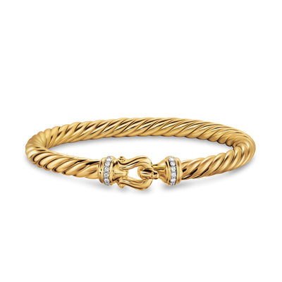 Cablespira® Buckle Bracelet in 18K Yellow Gold with Diamonds, 6mm
