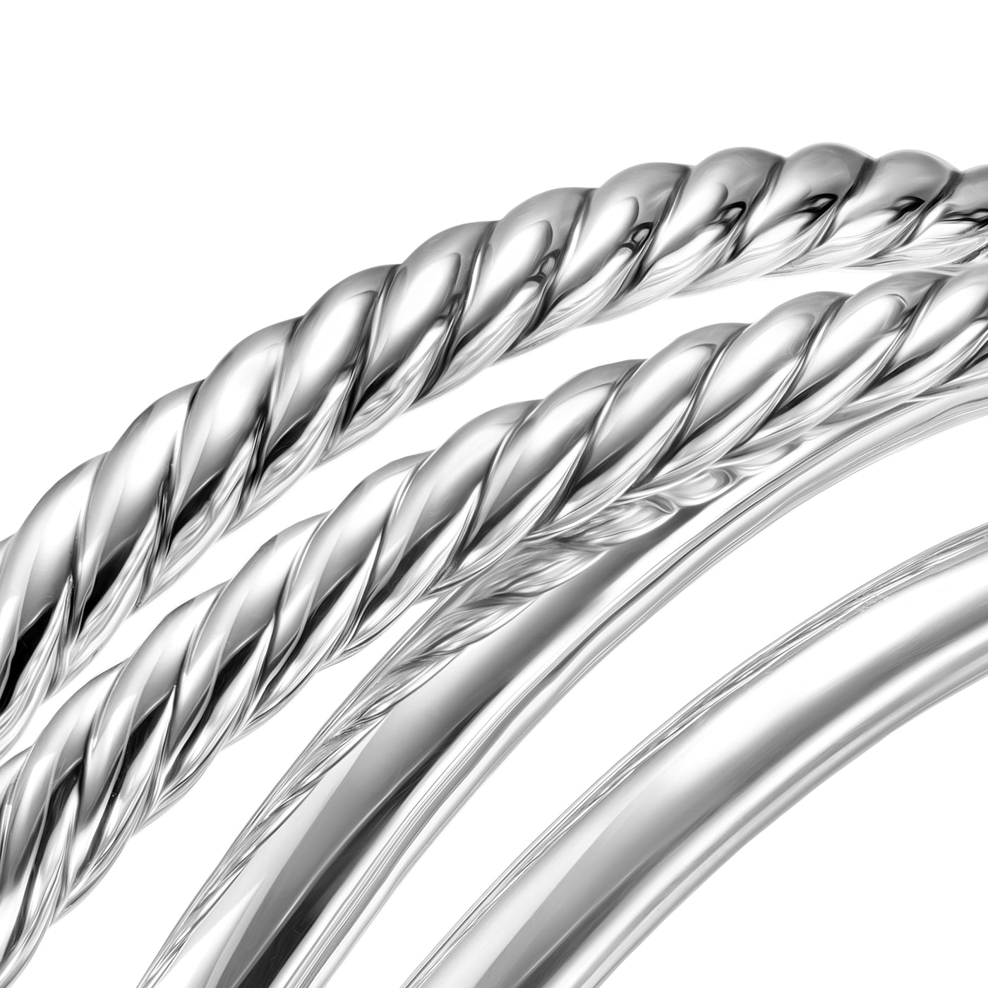 Bold Crossover Multi Row Cuff Bracelet in Sterling Silver, 24.4mm
