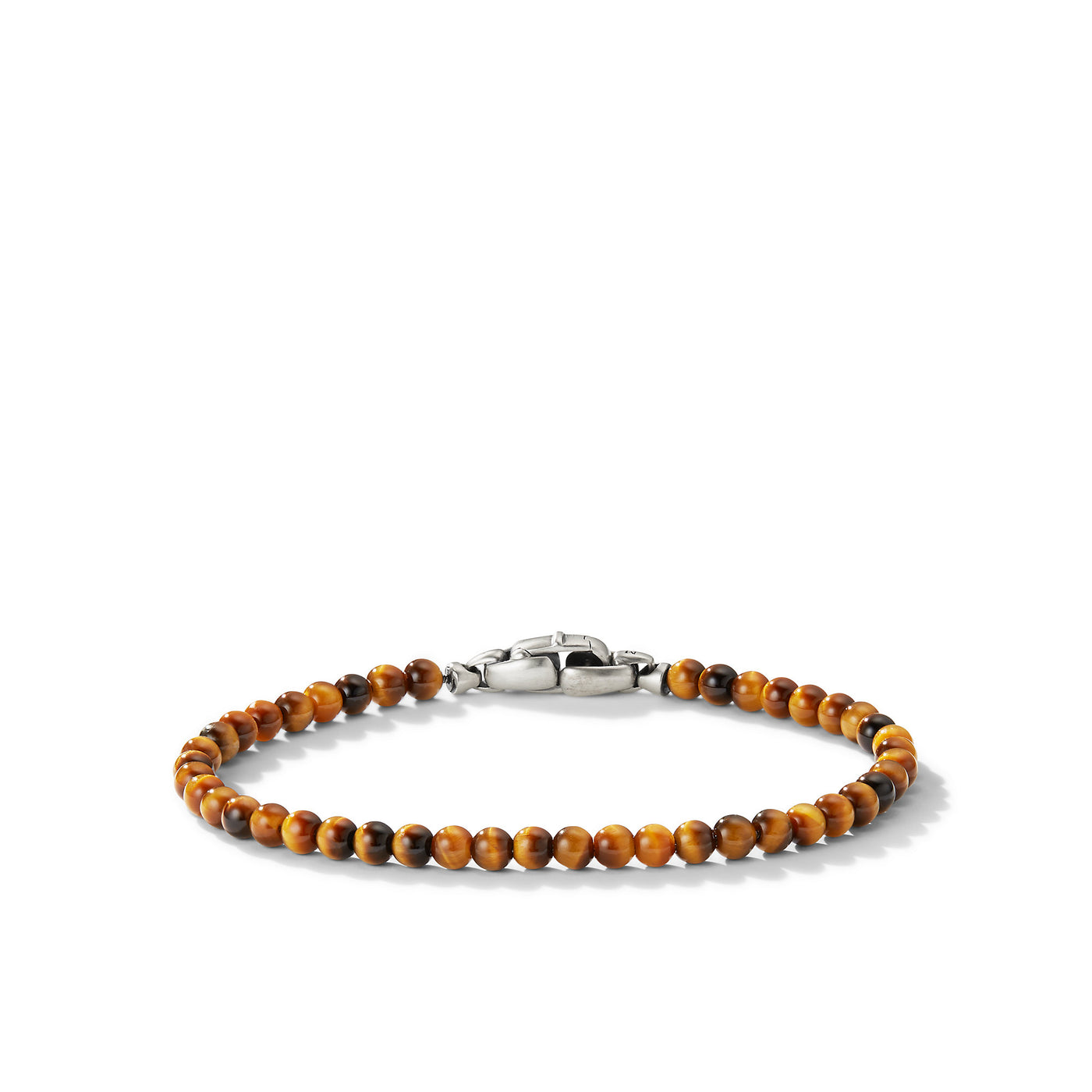 Spiritual Beads Bracelet in Tigers Eye with Sterling Silver\, 4mm