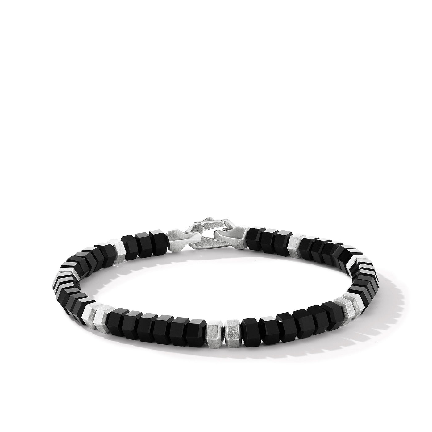 Hex Bead Bracelet in Sterling Silver with Black Onyx\, 6mm