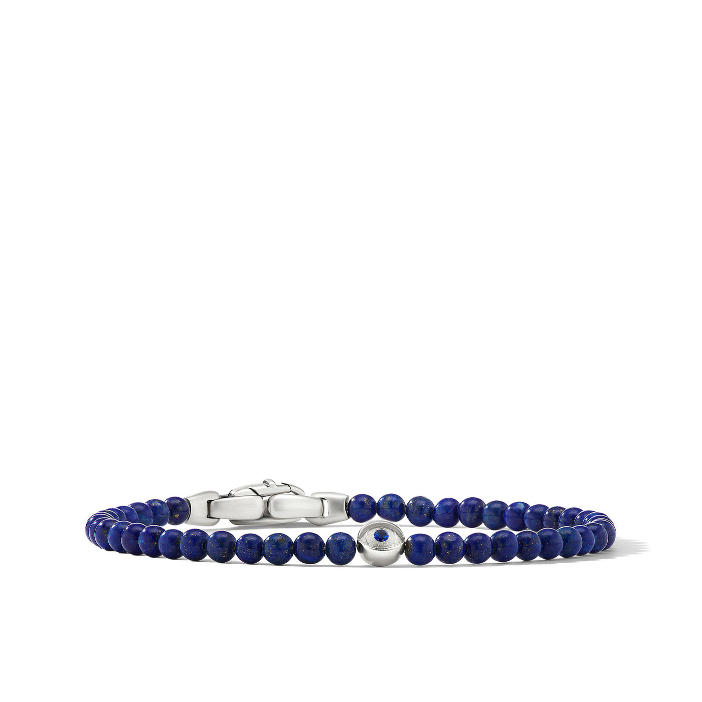 Spiritual Beads Evil Eye Bracelet in Sterling Silver with Lapis and Sapphire\, 4mm