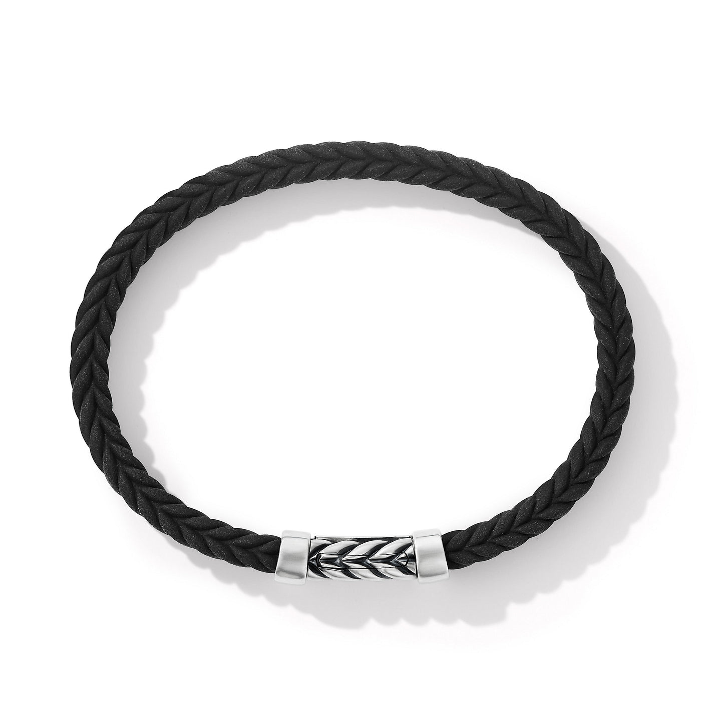 Chevron Bracelet  in Black Rubber with Sterling Silver\, 6mm