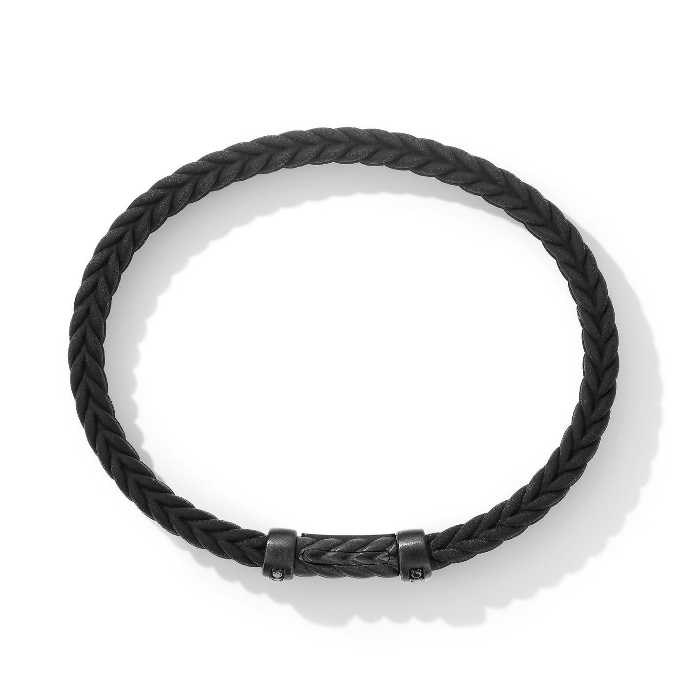 Chevron Bracelet  in Black Rubber with Black Titanium and Black Diamonds\, 6mm