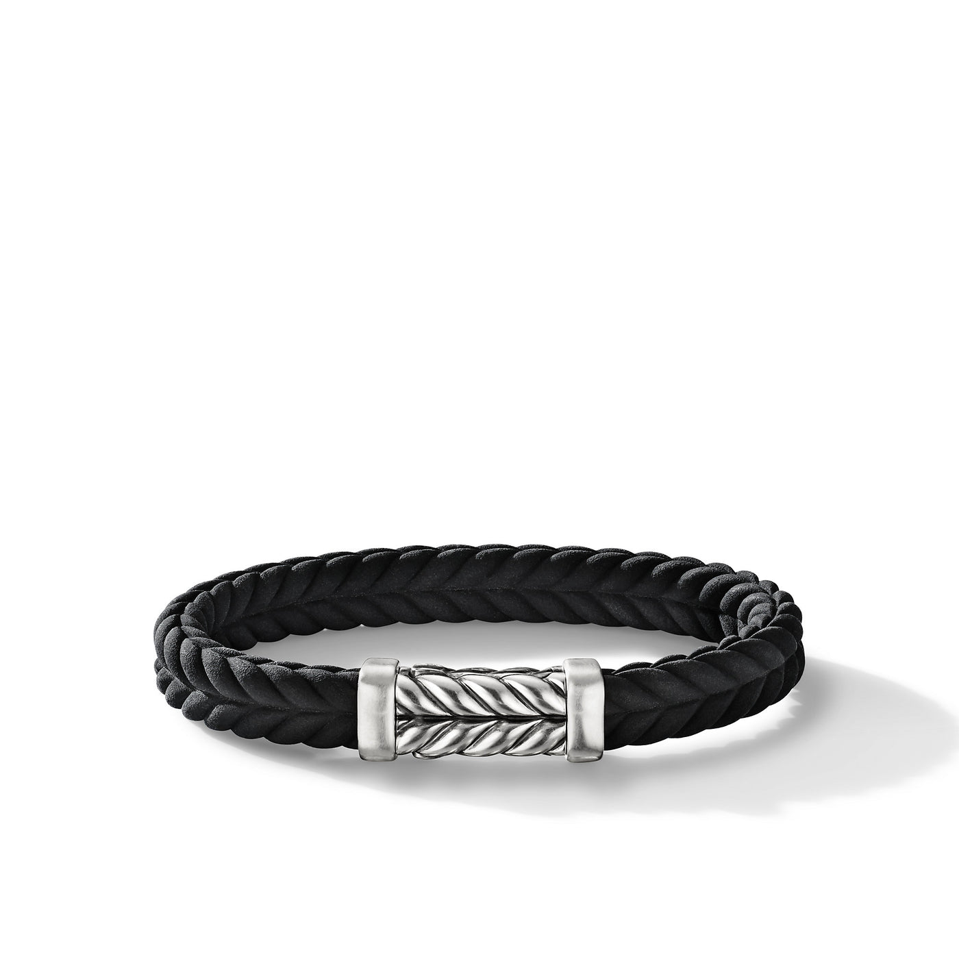 Chevron Bracelet  in Black Rubber with Sterling Silver\, 9mm