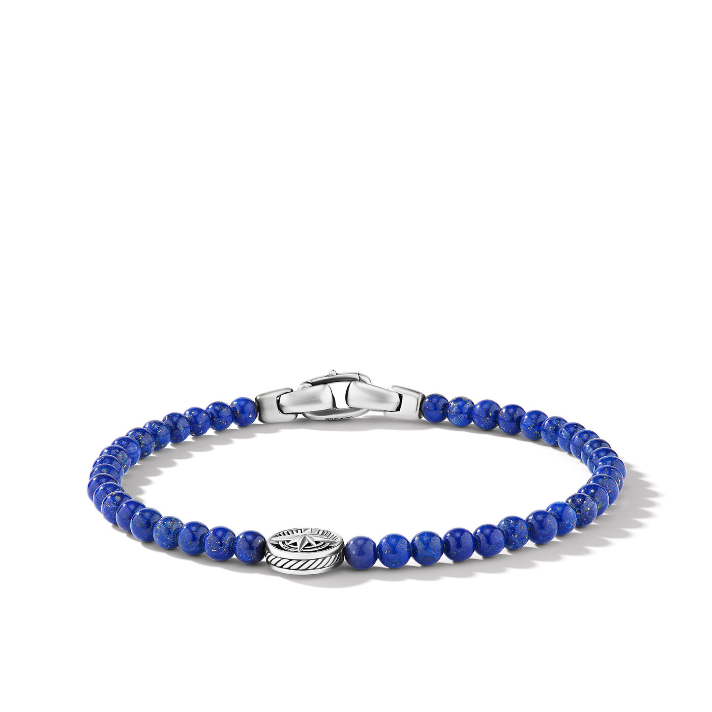 Spiritual Beads Compass Bracelet in Sterling Silver with Lapis\, 4mm