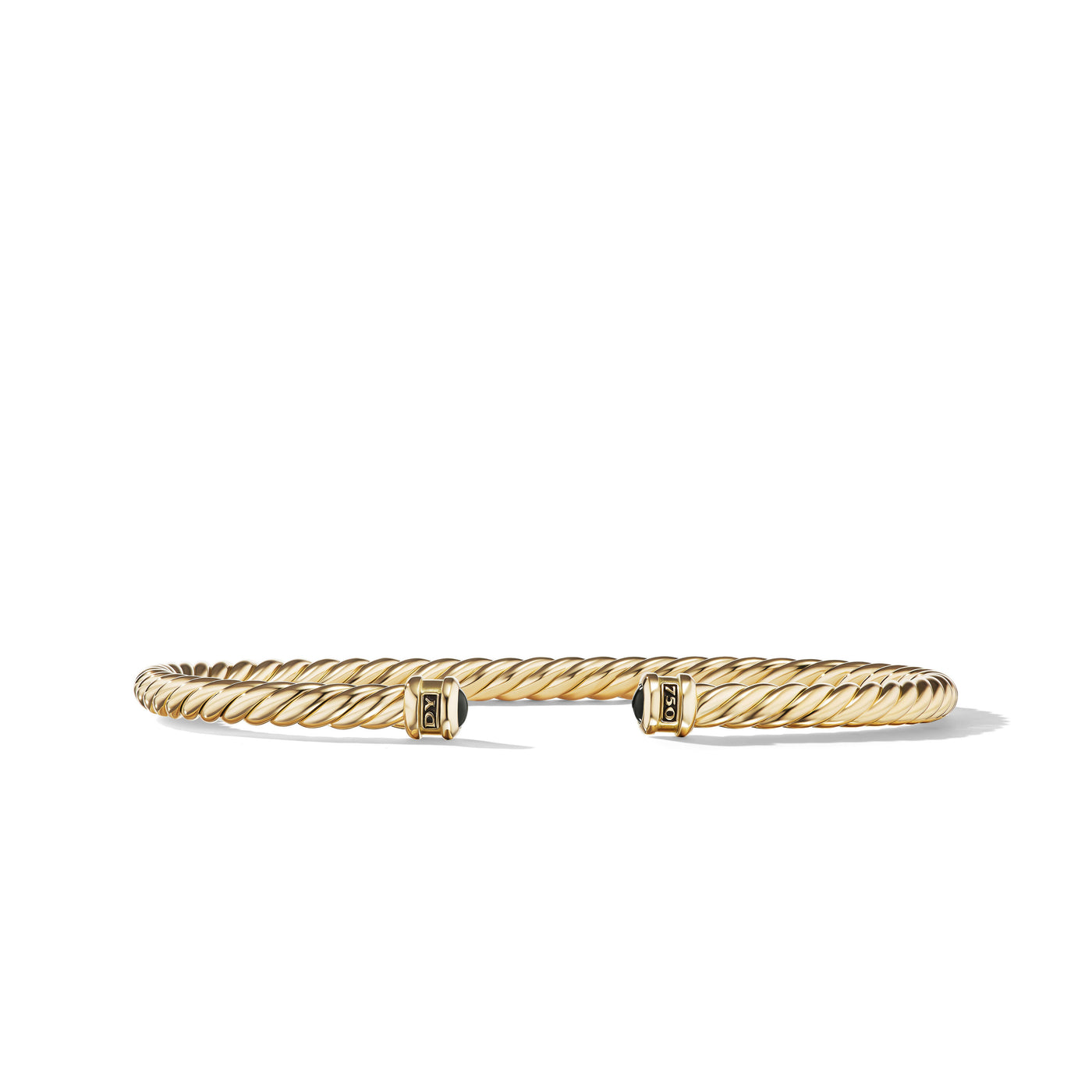 Cable Cuff Bracelet in 18K Yellow Gold with Black Onyx\, 4mm
