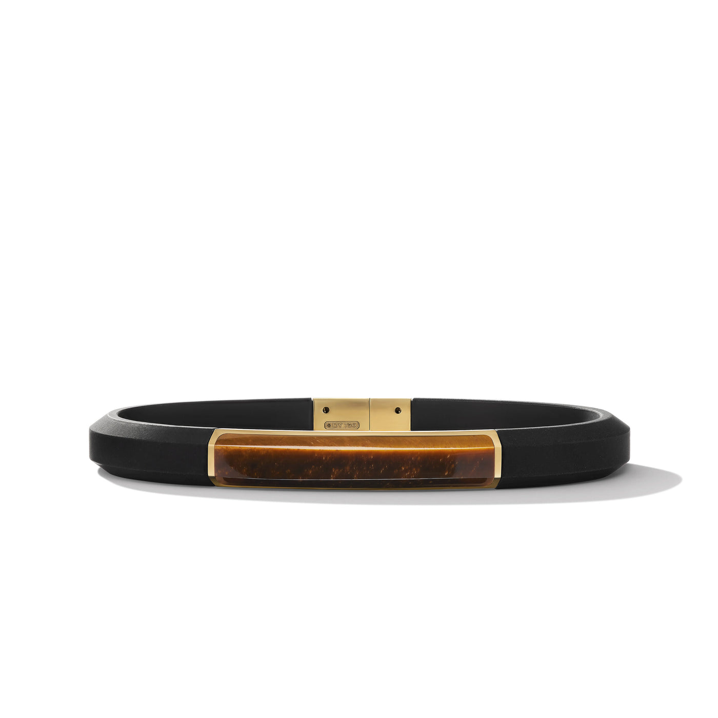 Streamline® ID Bracelet in Black Rubber with Tigers Eye and 18K Yellow Gold\, 8mm