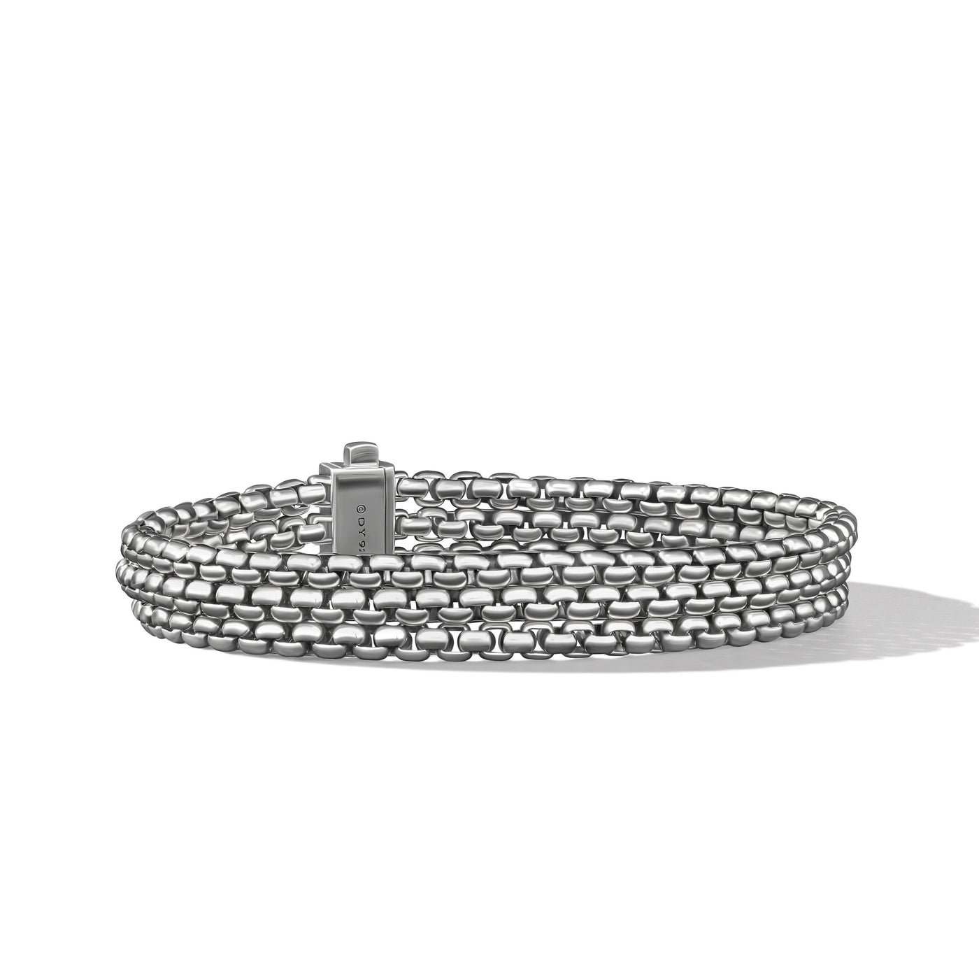 Three Row Box Chain Bracelet in Sterling Silver\, 13.5mm