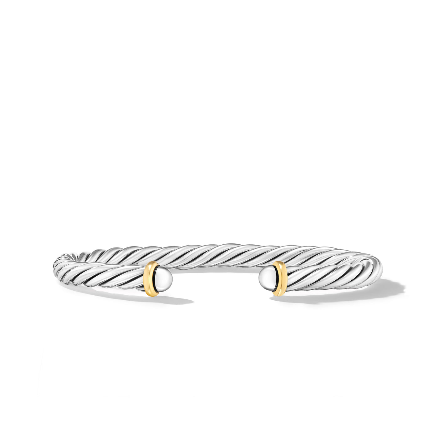 Modern Cable Cuff Bracelet in Sterling Silver with 14K Yellow Gold\, 6mm