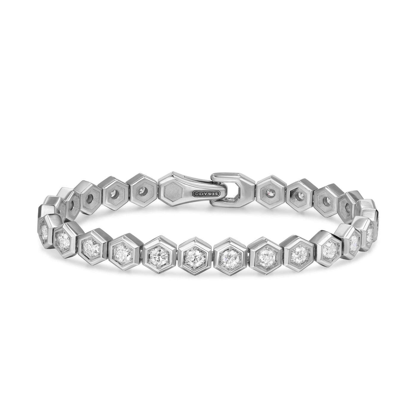 Hex Pavé Tennis Bracelet in Sterling Silver with Diamonds, 8mm