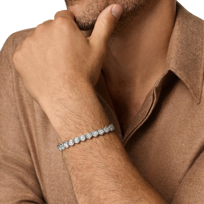 Hex Pavé Tennis Bracelet in Sterling Silver with Diamonds, 8mm