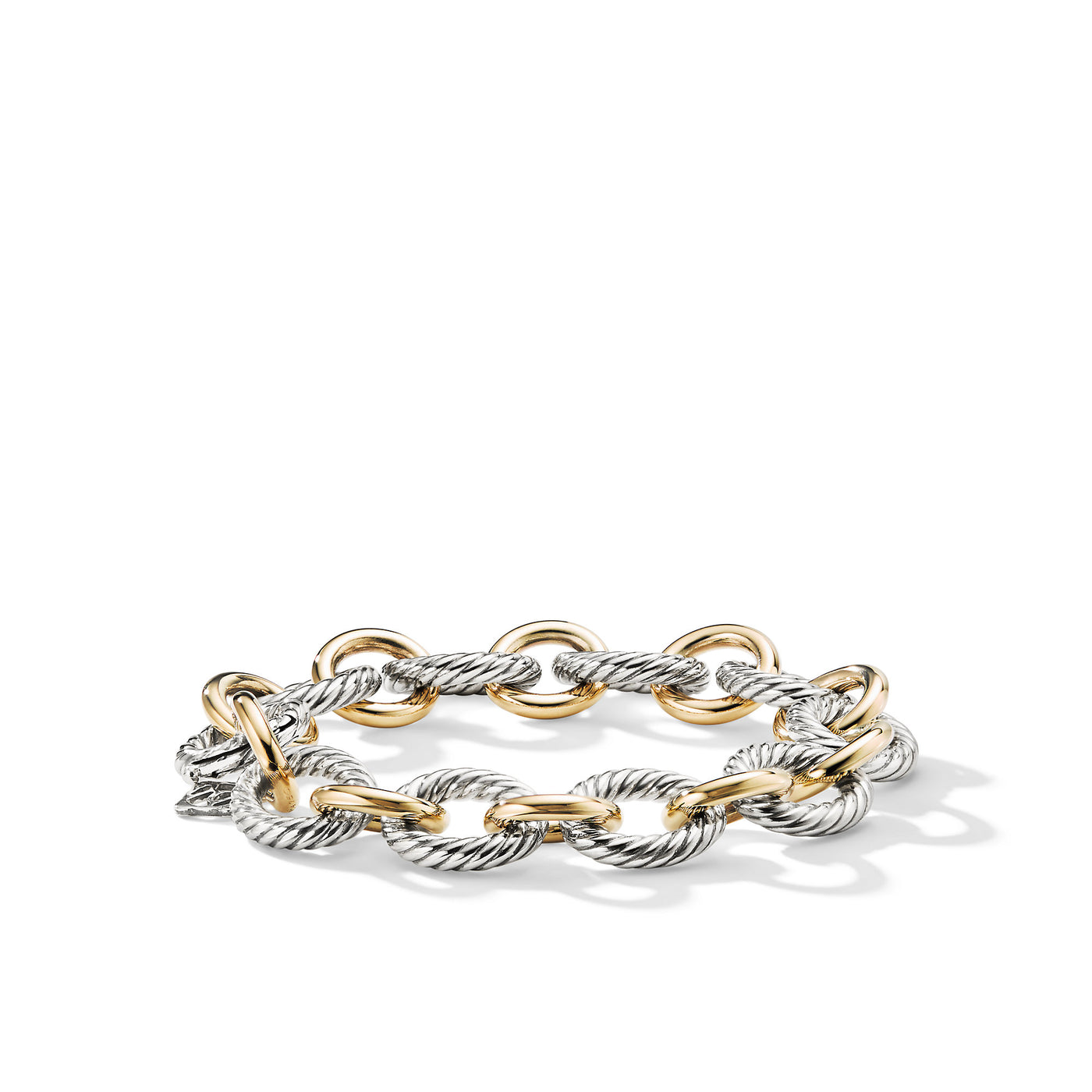 Oval Link Chain Bracelet in Sterling Silver with 18K Yellow Gold\, 12mm