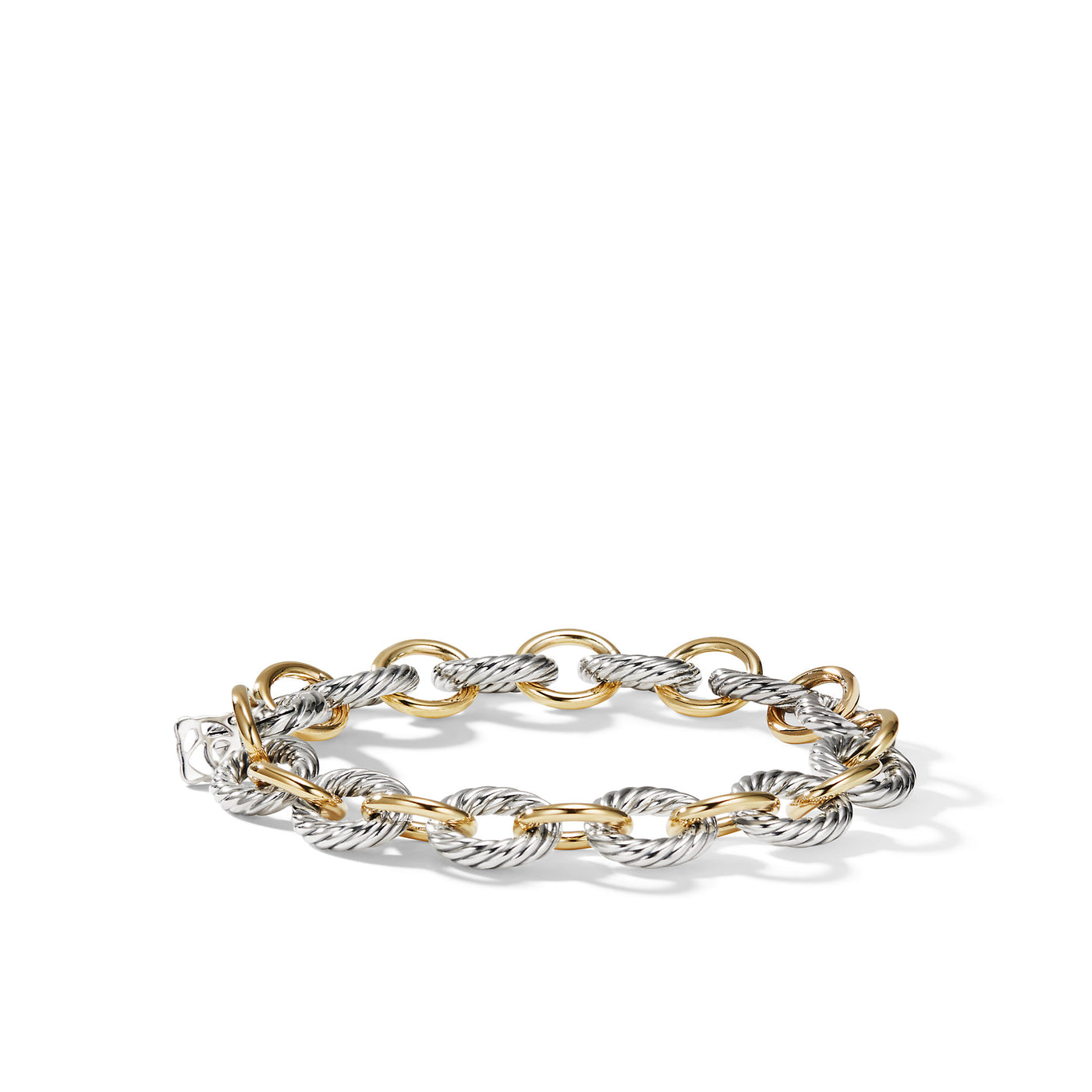 Oval Link Chain Bracelet in Sterling Silver with 18K Yellow Gold\, 10mm