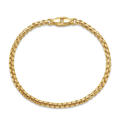 Box Chain Bracelet in 18K Yellow Gold, 3.4mm