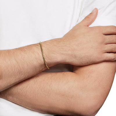 Box Chain Bracelet in 18K Yellow Gold, 3.4mm