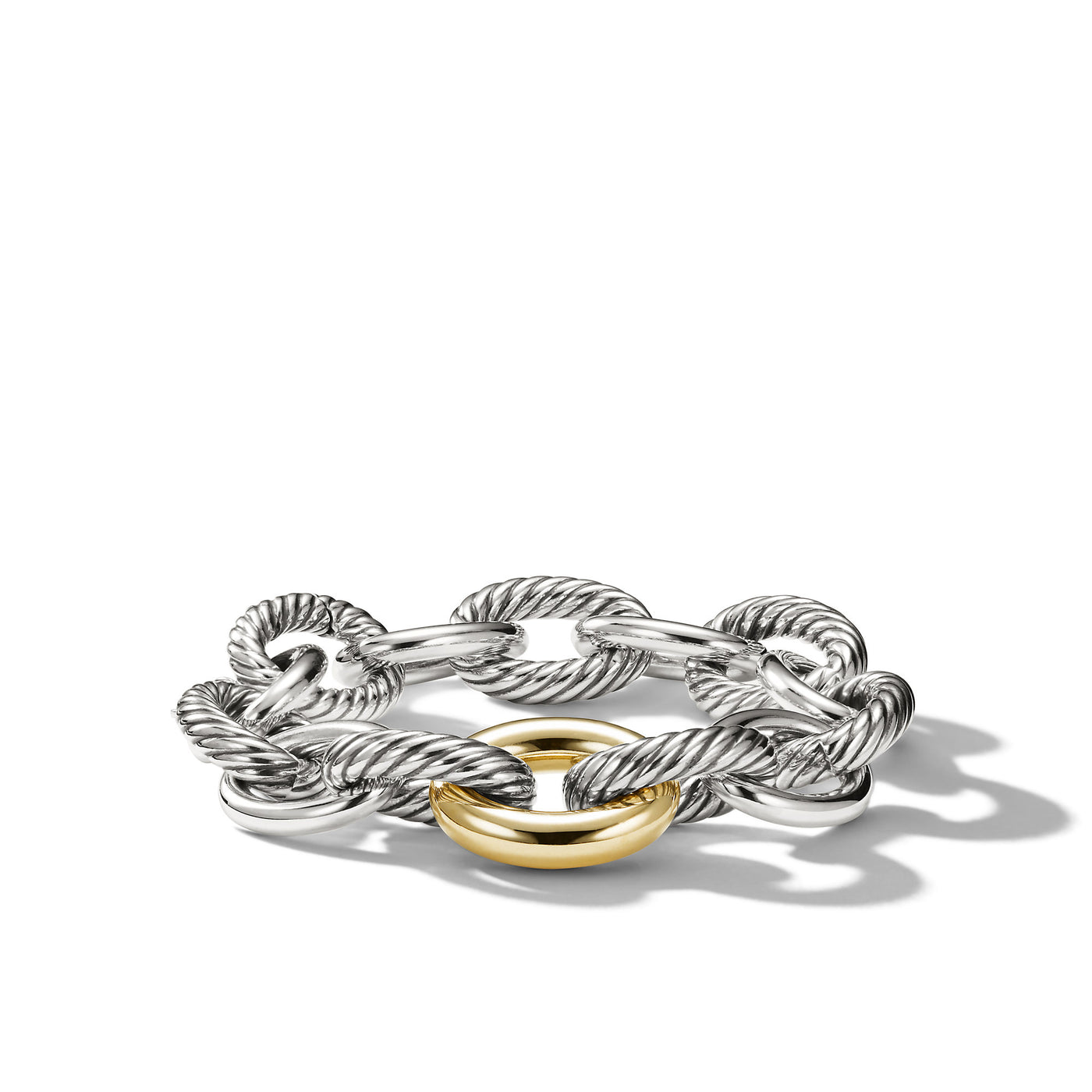 Oval Link Chain Bracelet in Sterling Silver with 18K Yellow Gold\, 19mm