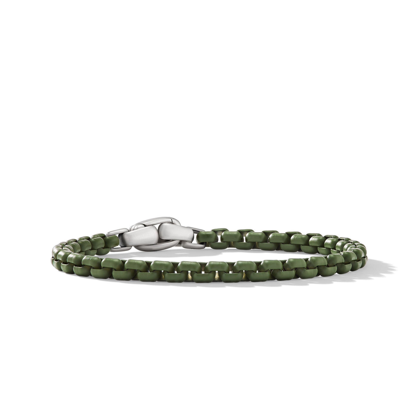 Box Chain Bracelet in Sterling Silver with Green Stainless Steel\, 5mm