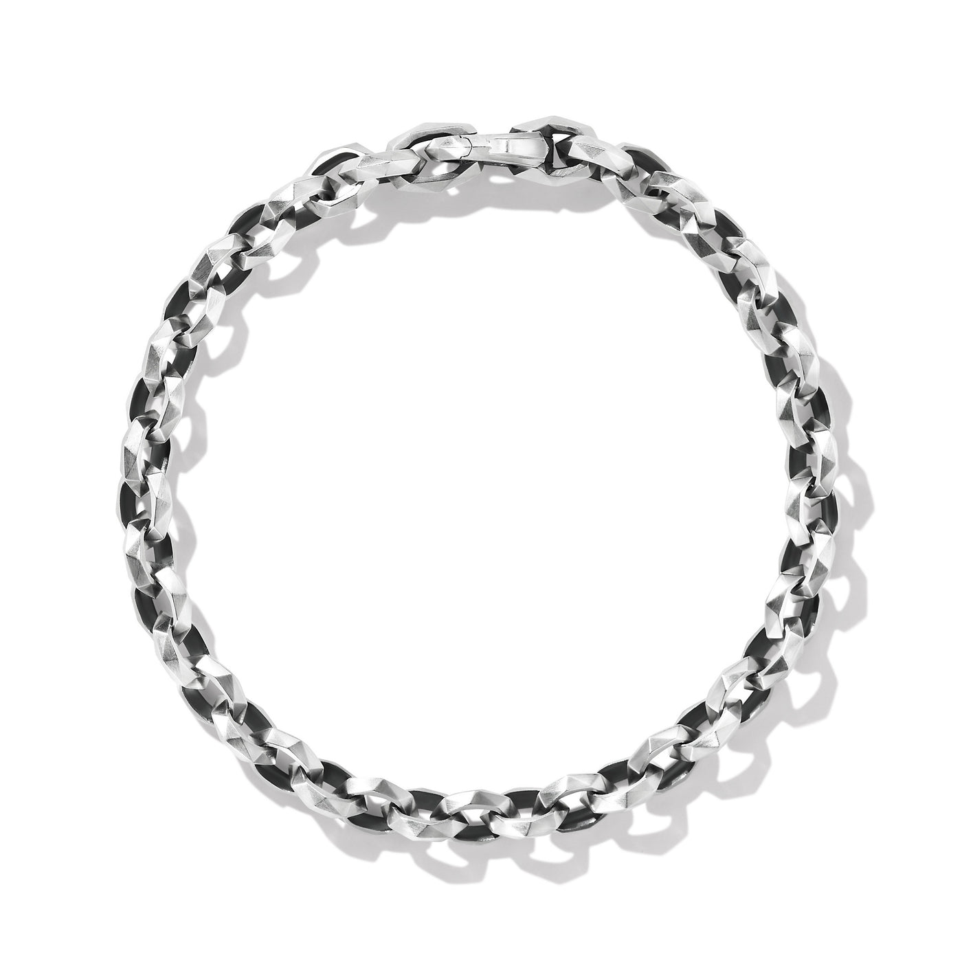 Torqued Faceted Chain Link Bracelet in Sterling Silver\, 7mm