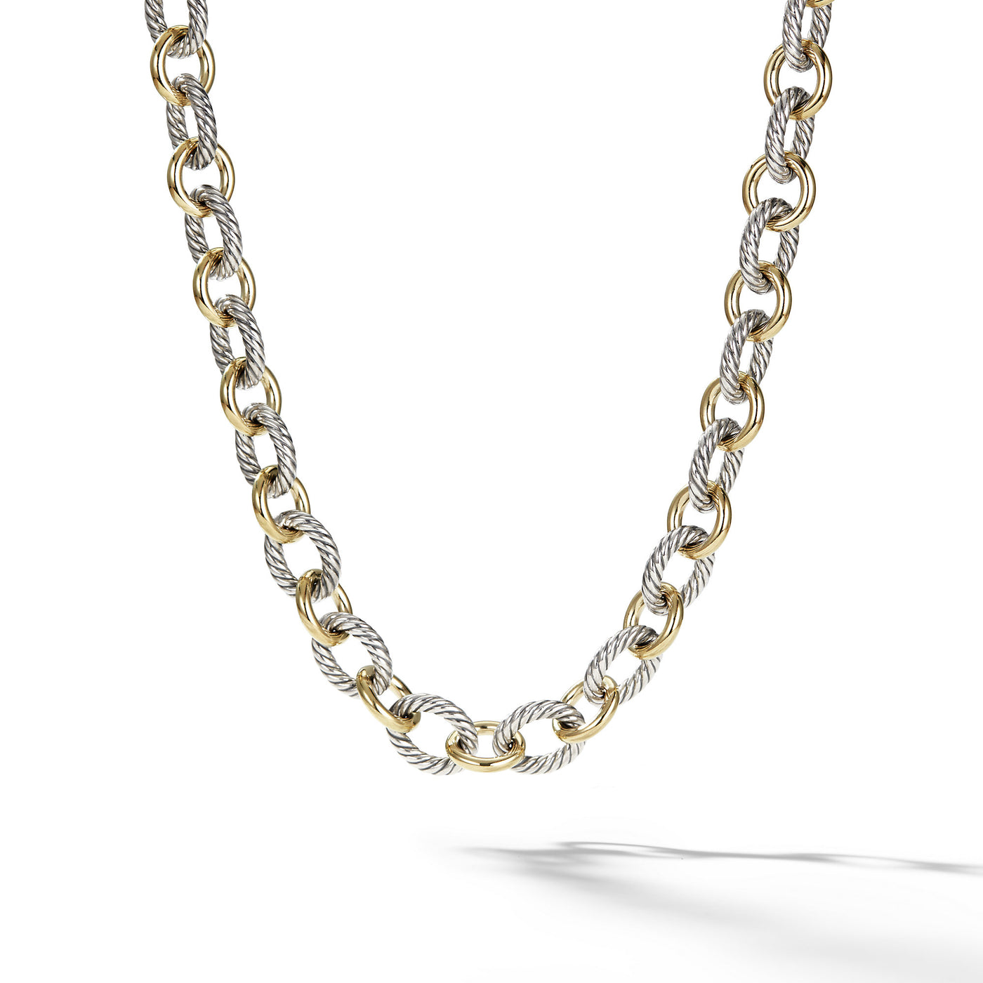 Oval Link Chain Necklace in Sterling Silver with 18K Yellow Gold\, 16mm